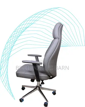 Grey Executive Leather Office Chair | Plush Headrest Support
