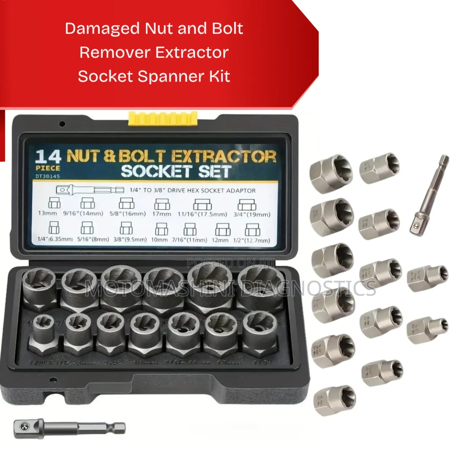 Damaged Nut and Bolt Remover Extractor Socket Spanner Kit