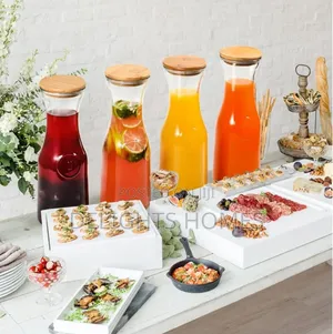 1l Juice Storage Glass Jar/Carafe With Bamboo Lid-Alp