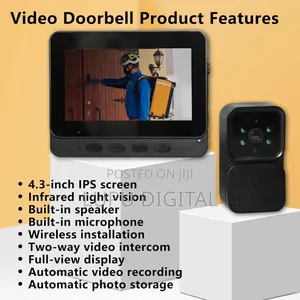 Doorbell Camera 1080p With 4.3” Ips Screen Night Vision