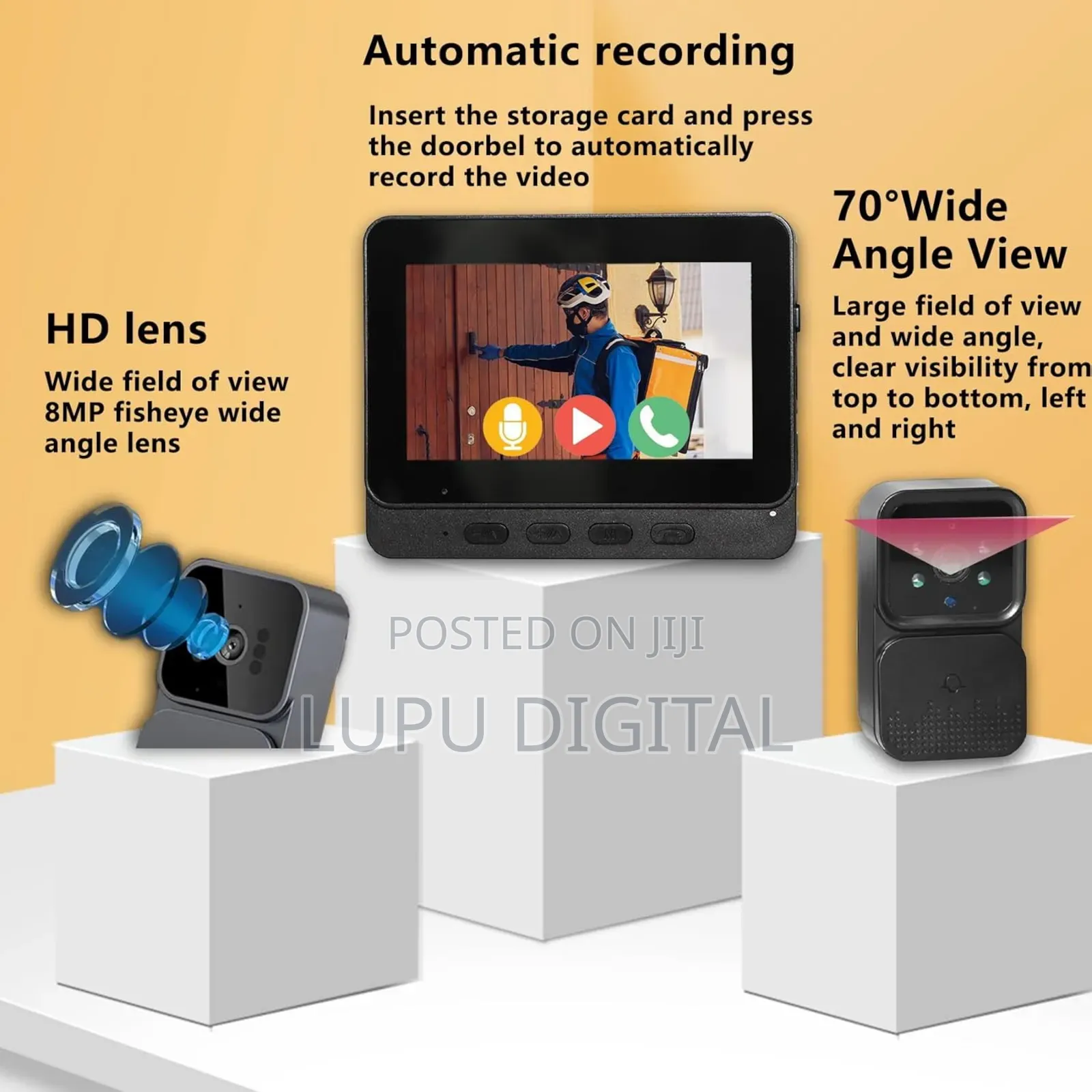 Doorbell Camera 1080p With 4.3” Ips Screen Night Vision