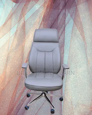 Premium Grey Executive Leather Office Chair | Swivel Base