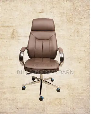 Brown Executive Leather Office Chair | Modern Padded Armrests