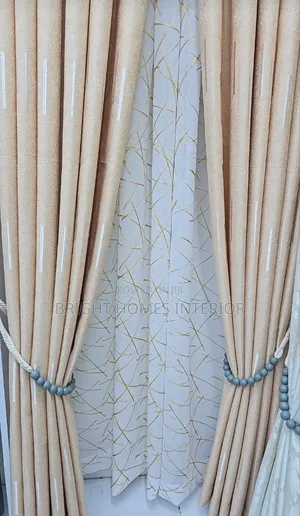 Beige Curtain Available With Silver Stripes,Good Looking Curtain
