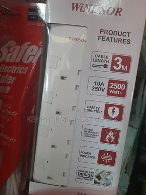 Power Extensions 4 Ways, Windsor Brand, With Safety Shutter