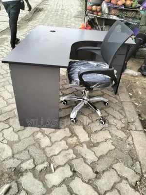 4 by 4 Feet L Shaped Desk and Swivel Mesh Chair