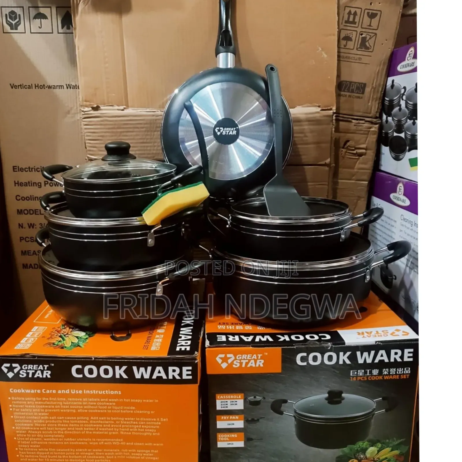Great Star 14pc Black Cookware Set