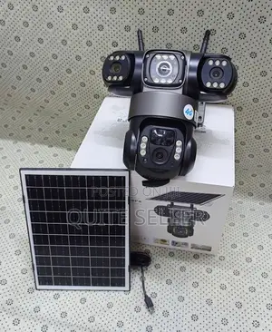 3 Lens Wireless Solar CCTV Camera - Solar Panel + Rechargeable Battery