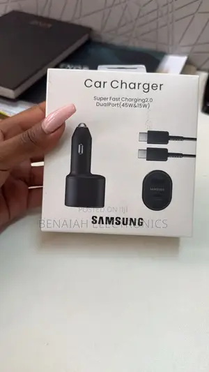 Samsung Phone Car Charger 45 Watts,C to C Cable, Color Black