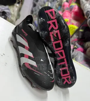 New Laceless Dark Black With Red Lines Predator Adidas Football Boots