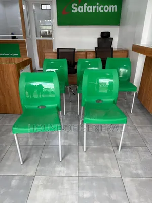 Safaricom Green Armless Plastic Chair With Metal Legs
