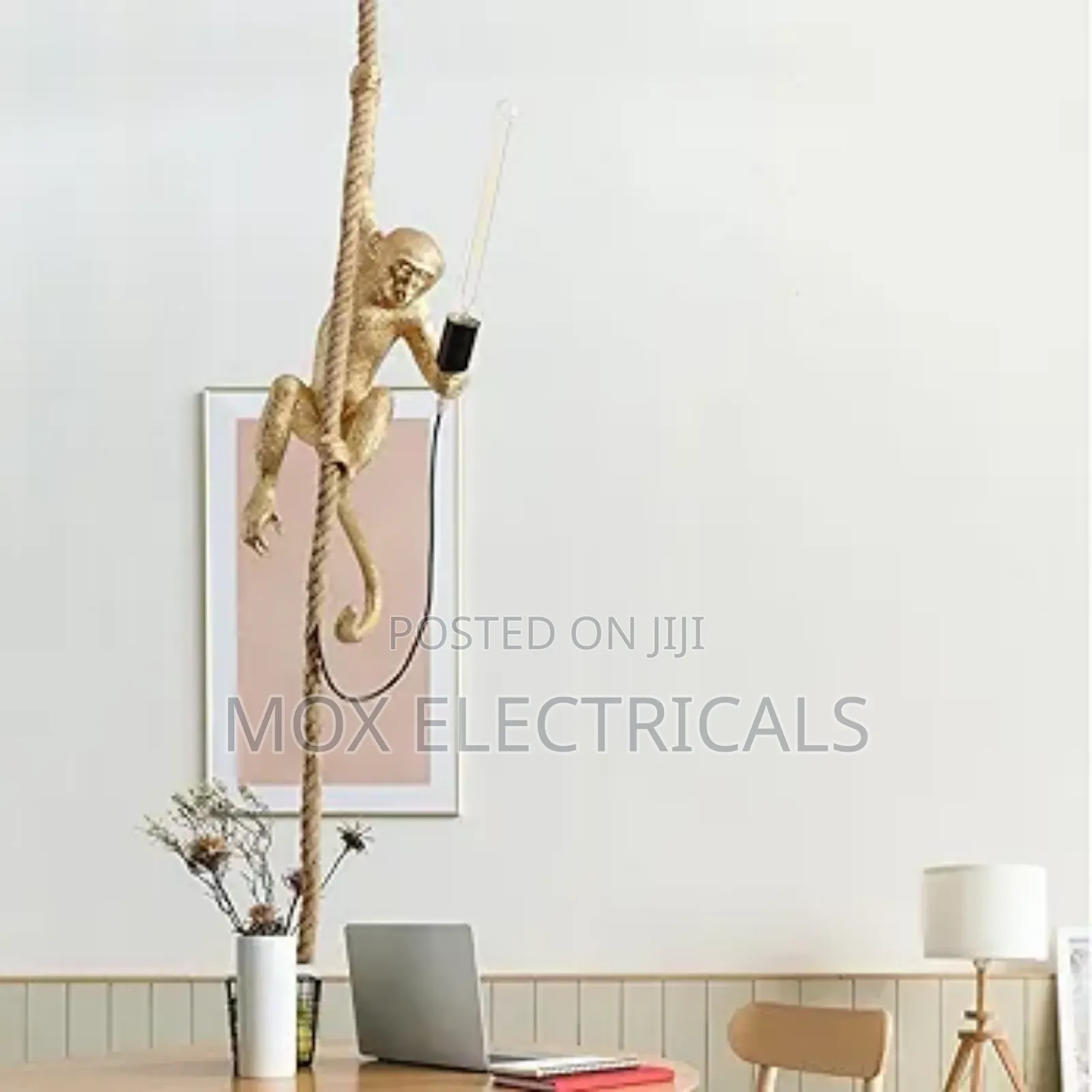 Industrial Resin Hemp Rope Monkey Pendant Light
