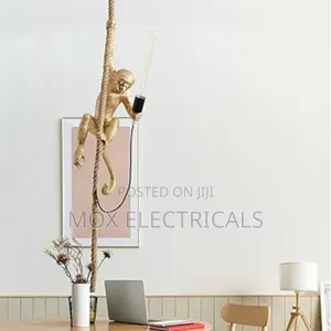 Industrial Resin Hemp Rope Monkey Pendant Light