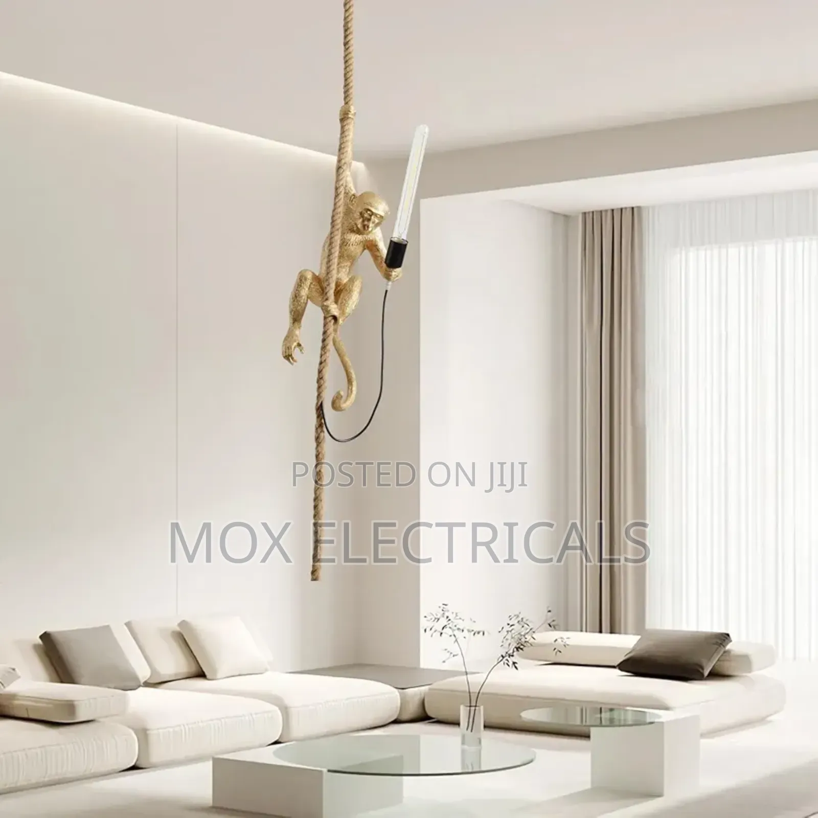 Industrial Resin Hemp Rope Monkey Pendant Light