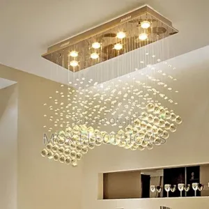 Wave Crystal Chandeliers, 3-Color Dimmable Light,