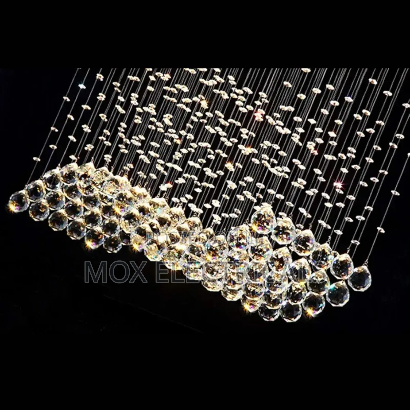 Wave Crystal Chandeliers, 3-Color Dimmable Light,