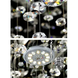 Wave Crystal Chandeliers, 3-Color Dimmable Light,
