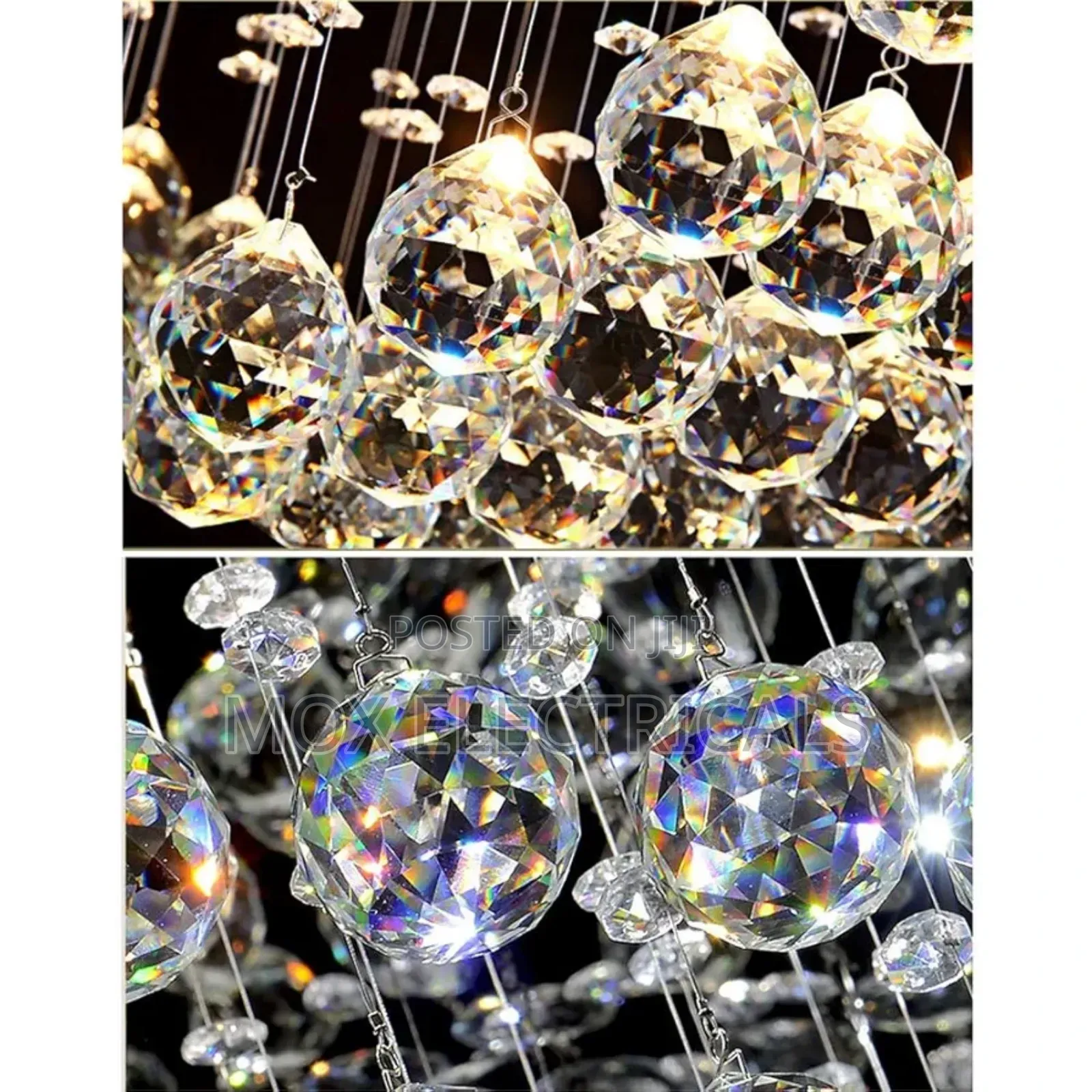 Wave Crystal Chandeliers, 3-Color Dimmable Light,