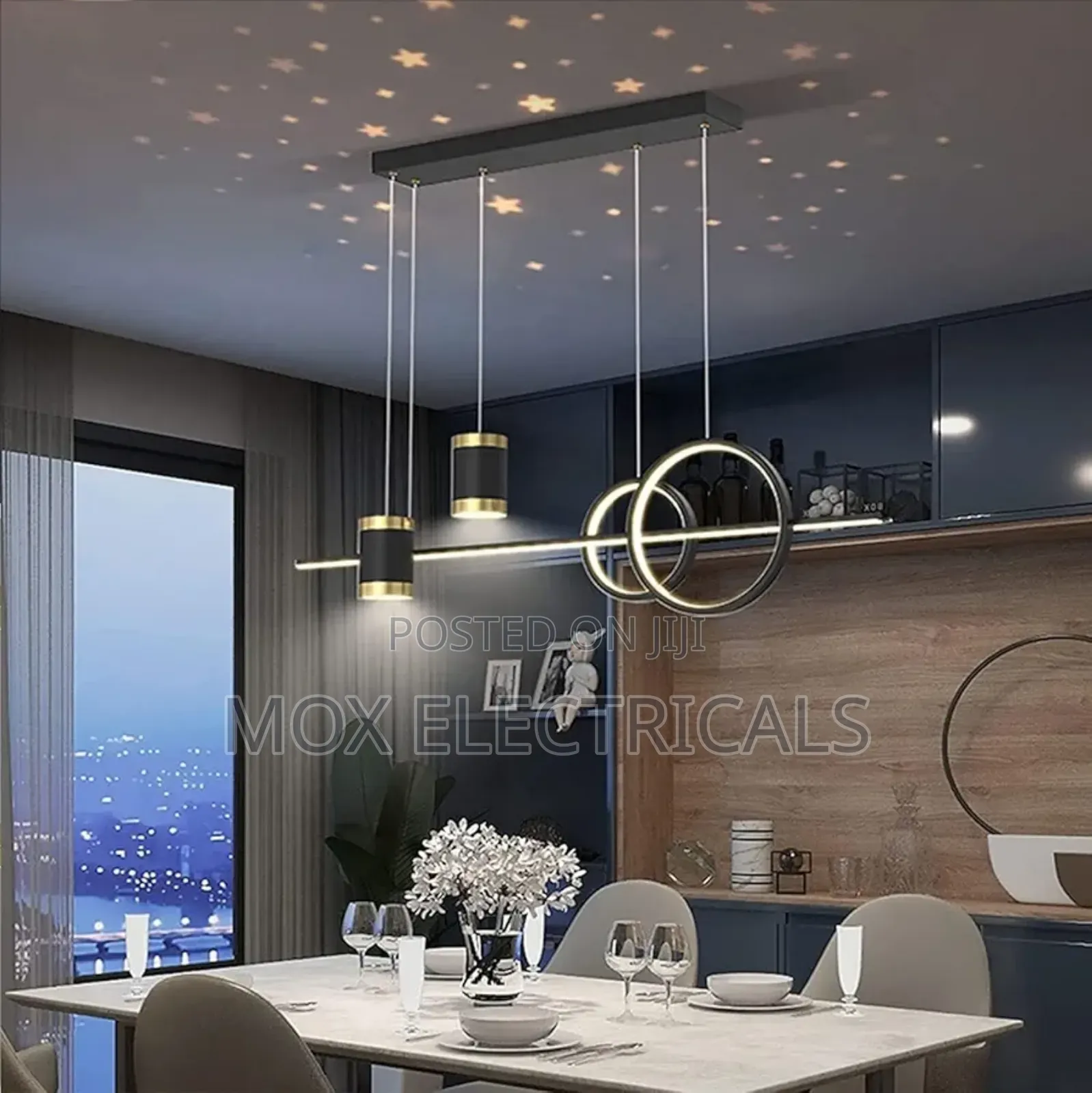 Modern Black Pendant Light Adjustable Height