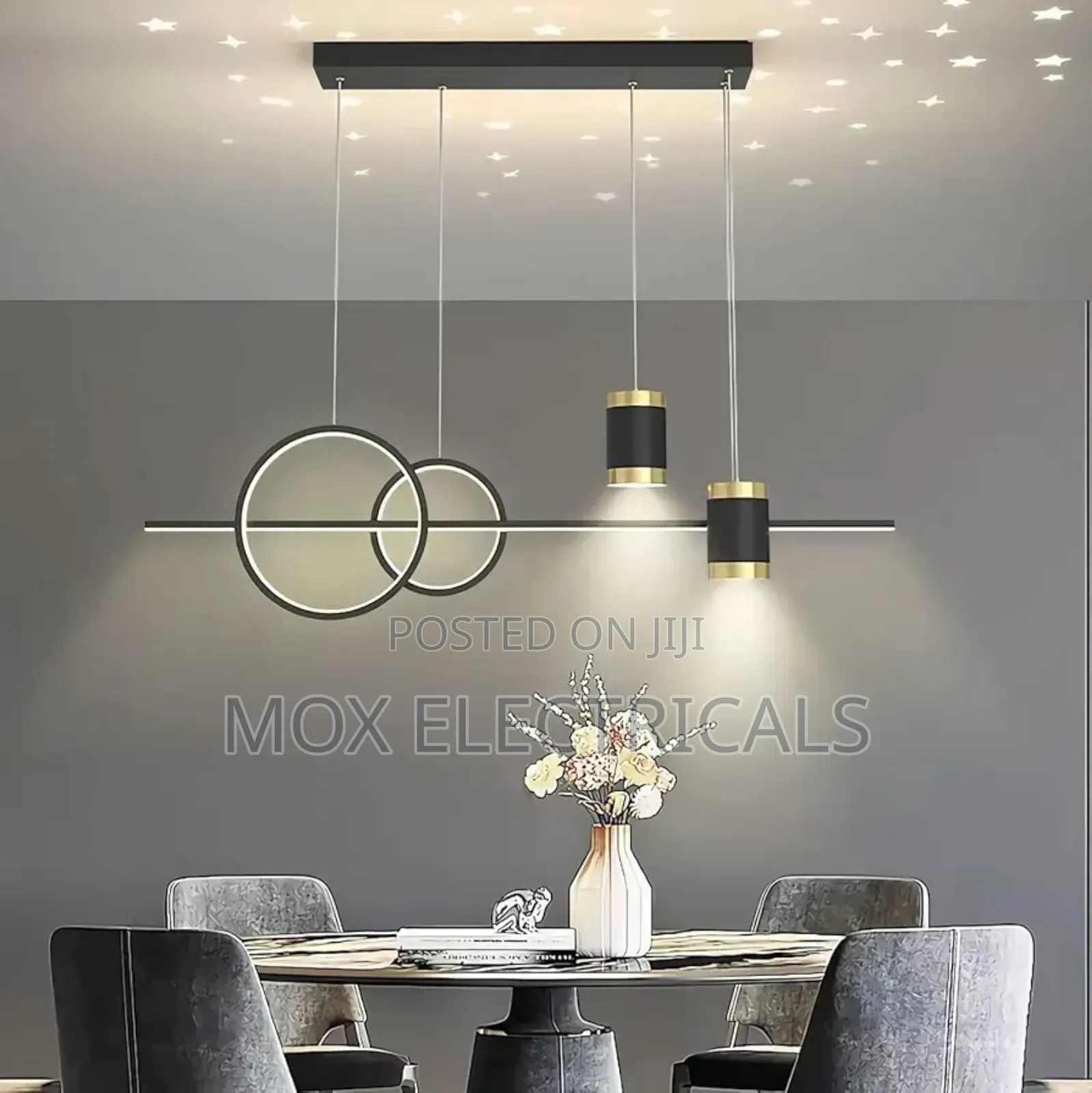Modern Black Pendant Light Adjustable Height