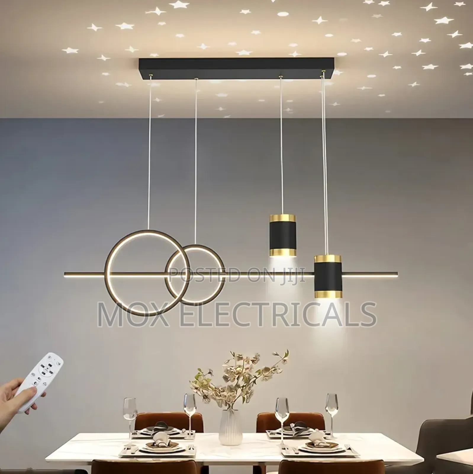 Modern Black Pendant Light Adjustable Height