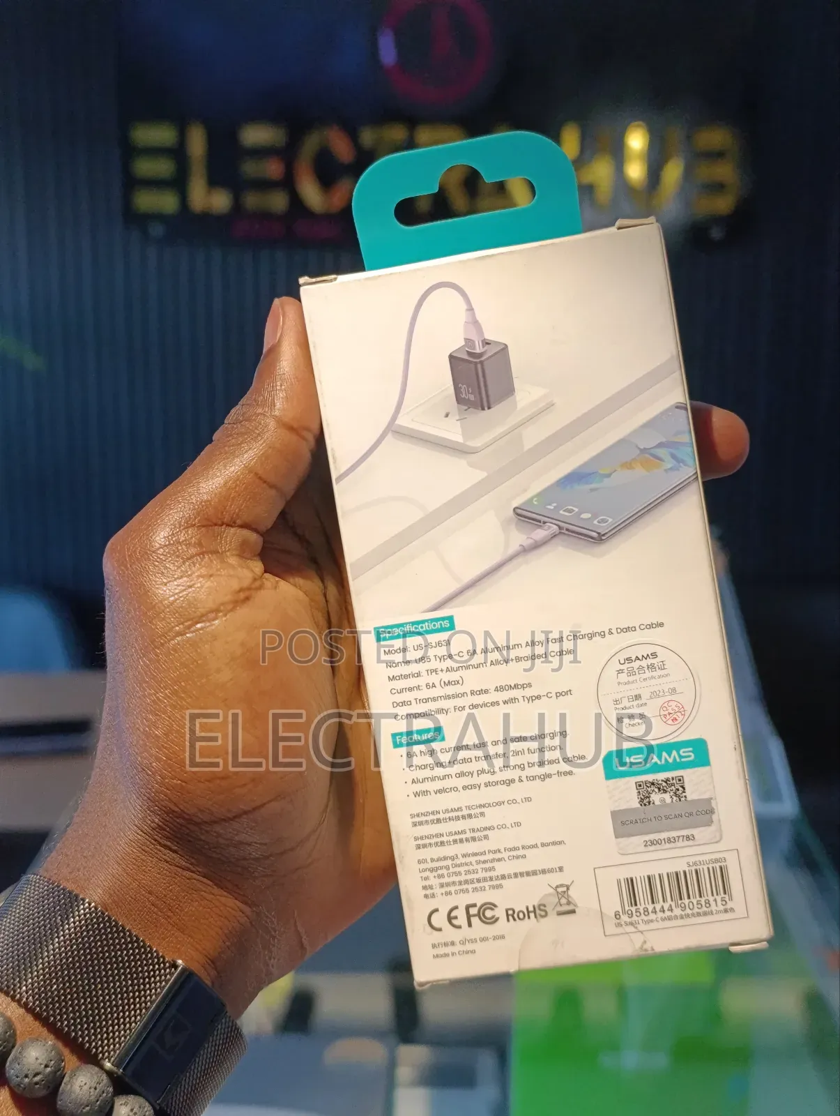 Usams Type C 6a Aluminium Fast Charging Data Cable