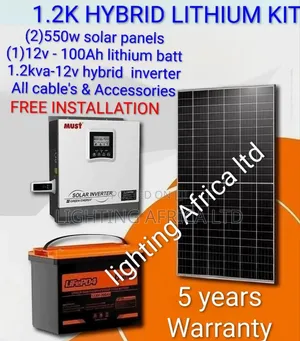Modern 1.2kva Solar Package - 100ah Lithium Ion Battery -(2)550w Solar