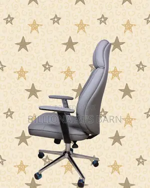 Grey Executive Leather Office Chair | Heavy-Duty Padded Armrests