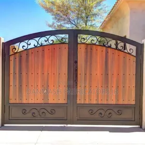 Elegant Wrought Iron Wooden Gate