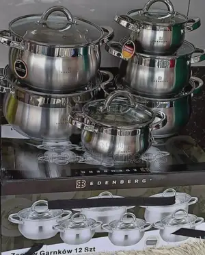 12 Pieces Stainless Steel Edenburg Cookware Set With Glass Lids