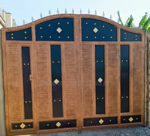 Strong Steel Gate- Wood Black Design