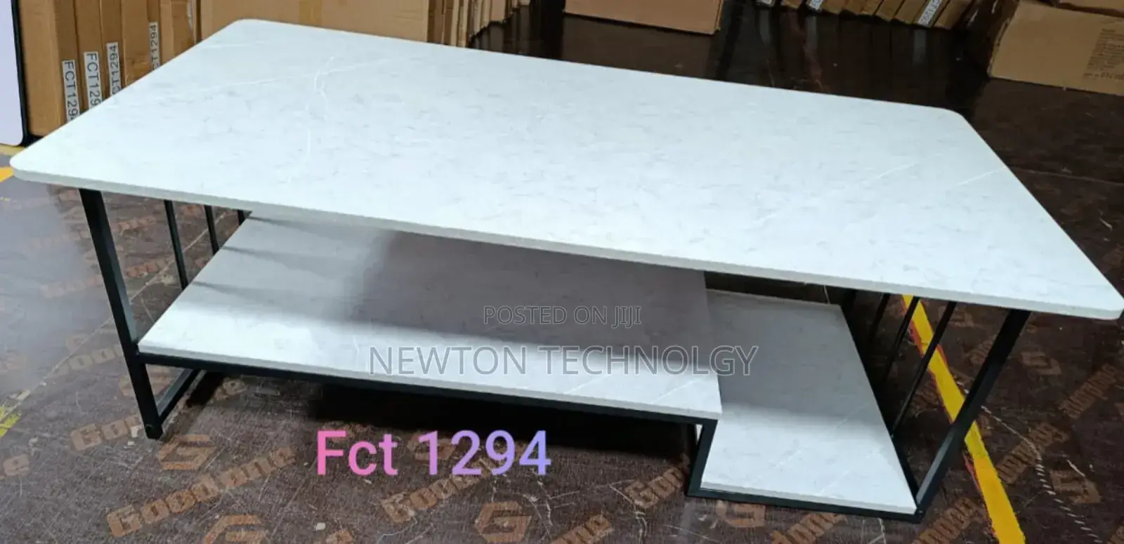 White Marble Coffee Table With Black Stand