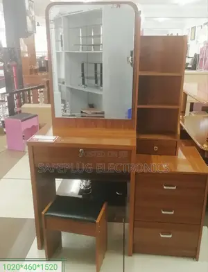 (Fdt1502) Brown Dressing Table With Sliding Mirror - 1020*460*1520