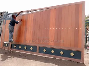 Stylish Wooden-Finish Metal Gate