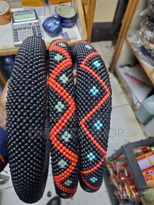 Black Beaded Steering Wheel Cover