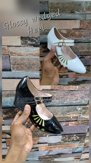 Designer Black White Wedge Shoes