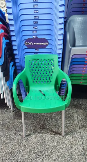Green Plastic Chair or Plastic Chairs With Metal Tubing Legs