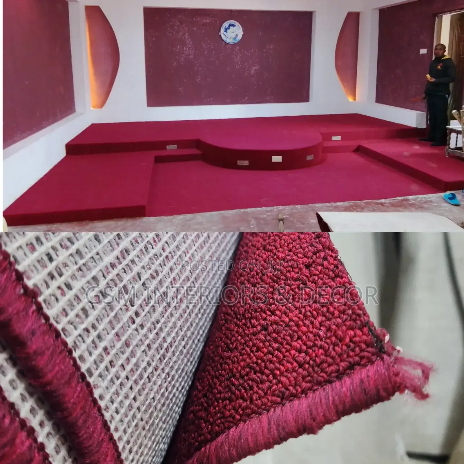 Deep Maroon Wall to Wall Carpets 4m Wide