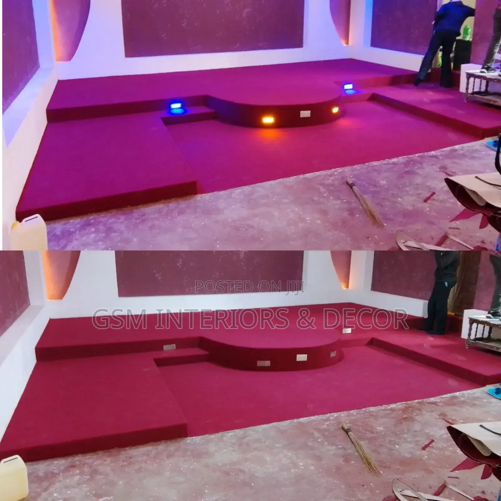 Wall to Wall Carpets Pre and Post Fixing on Altar