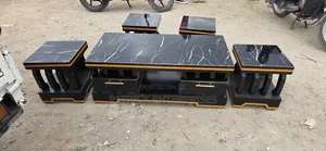 Modern Coffee Table With 4 Stools Marble Top