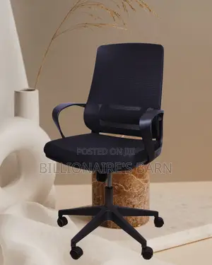 Black Ergonomic Mesh Office Chair | Minimal Headrest Support