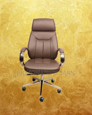 Brown Executive Leather Office Chair (Space-Saving)