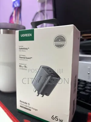 Ugreen Encode Pro 65w 3-Port Gan Fast Charger Uk + 1.5m 100w Cable