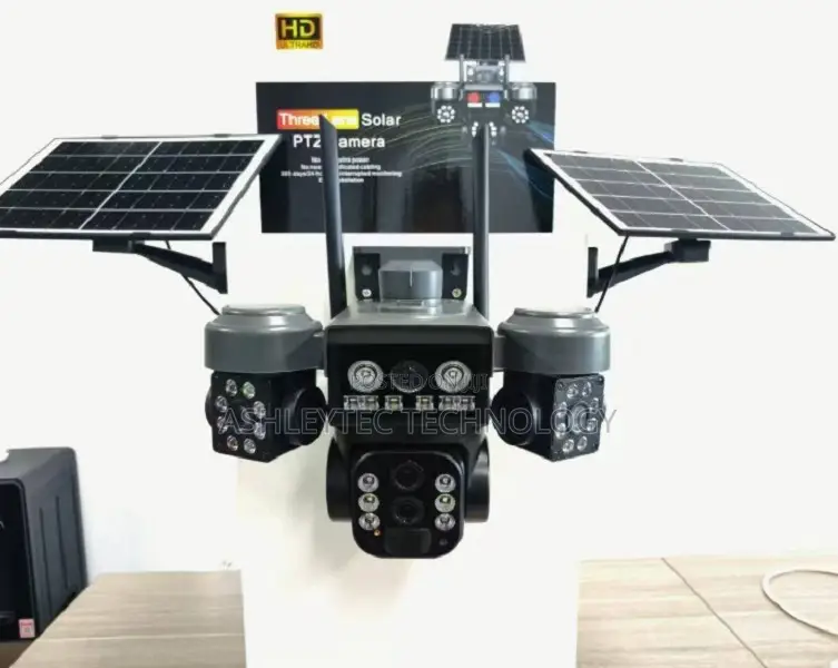Three Lens Solar PTZ Security Camera – Ultra Hd