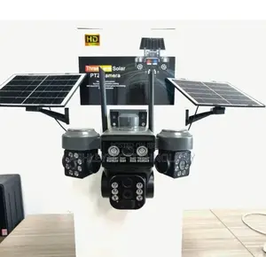 V380 Solar-Powered Outdoor Security Camera Triple Lens CCTV Camera