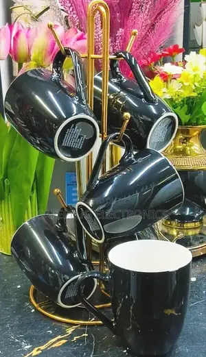 Elegant 6-Piece Black Coffee/ Tea Mugs Set