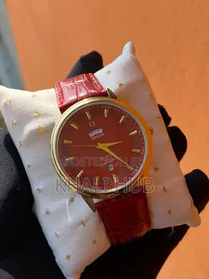 Omega Leather Strap Gents Watch Watch With Date Display