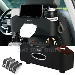 Car Seat Back Clip on Saviette Holder+2 Cupholders Bag Hanging Hooks