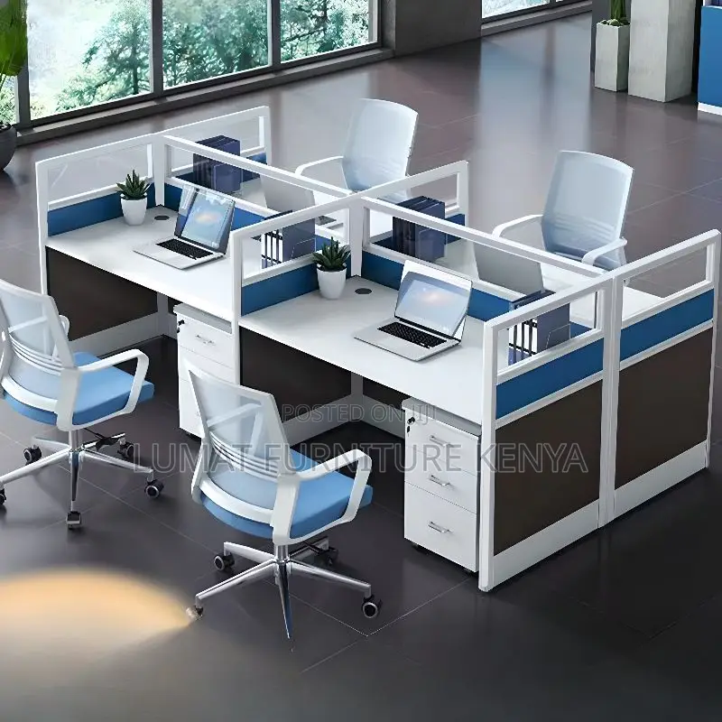 4-Seater Office Workstation Table With Partitions