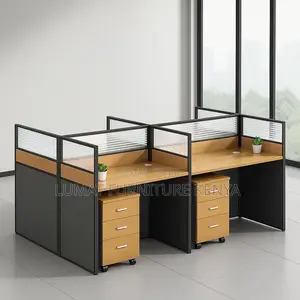 4-Seater Office Workstation Table With Partitions